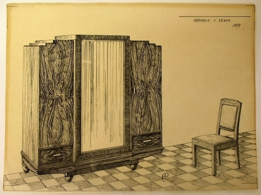 ARMADIO e SEDIA, Armadio e sedia (disegno, serie) - ambito pisano (secondo quarto sec. XX)