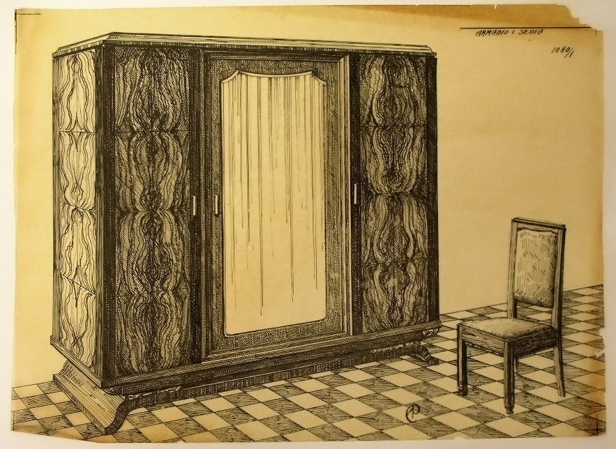 ARMADIO e SEDIA, Armadio e sedia (disegno, serie) - ambito pisano (secondo quarto sec. XX)