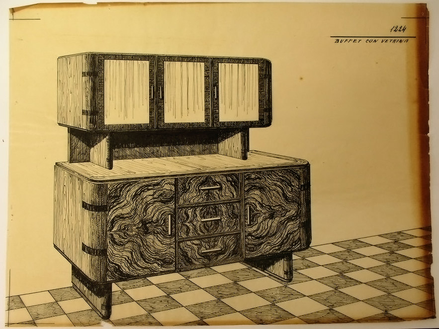 Buffet con vetrina, Buffet (disegno, serie) - ambito pisano (secondo quarto sec. XX)