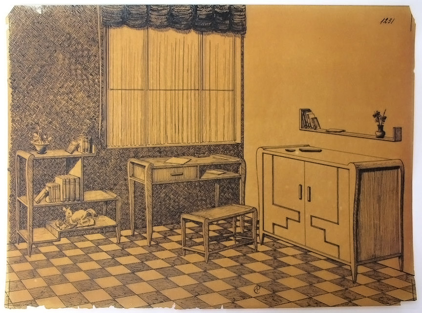 Mobili per camera da letto (disegno, serie) - ambito pisano (secondo quarto sec. XX)