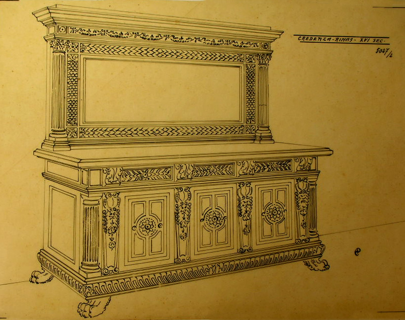 Credenza, Credenza (disegno, serie) - ambito pisano (secondo quarto sec. XX)