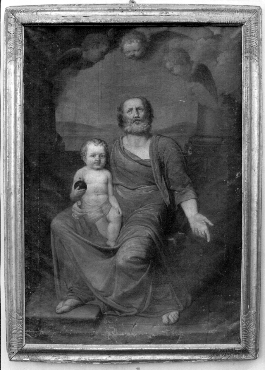 San Giuseppe e Gesù Bambino (dipinto, opera isolata) di Leoncilli Girolamo (attribuito) (seconda metà sec. XIX)