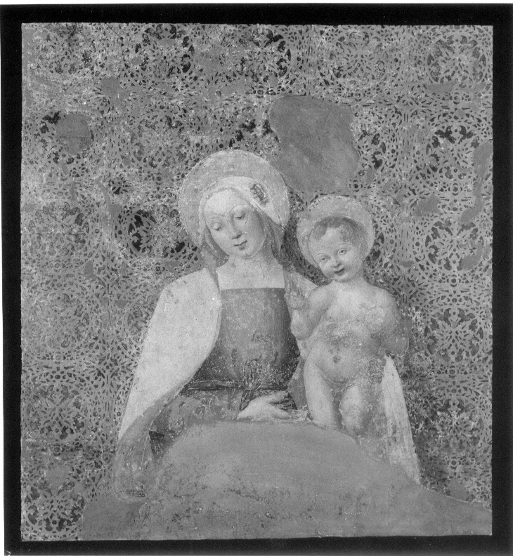 Madonna con Bambino (dipinto, opera isolata) di Giovanni di Pietro detto Spagna (cerchia) (prima metà sec. XVI)