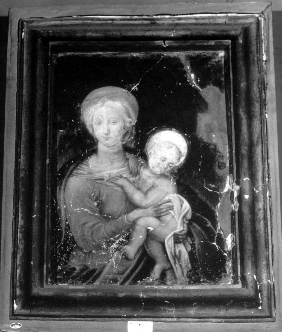 Madonna con Bambino (dipinto, opera isolata) di Giovanni di Pietro detto Spagna (cerchia) (prima metà sec. XVI)