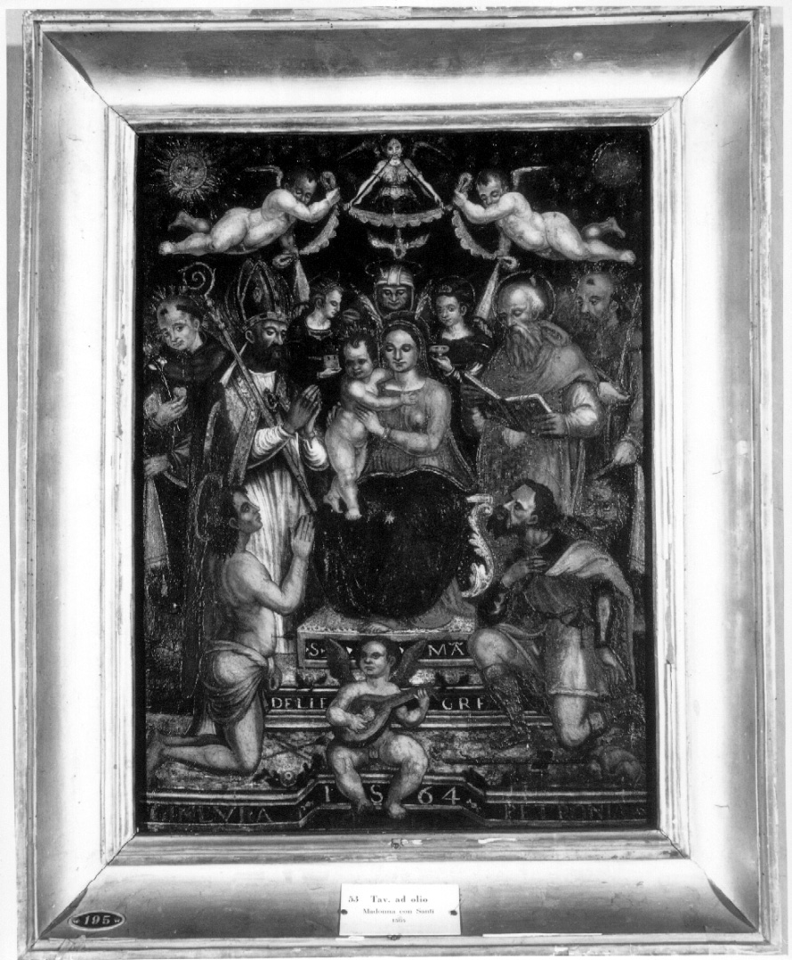 Madonna in trono con Bambino e Santi (dipinto, opera isolata) di Petroni Ginevra (attribuito) (sec. XVI)