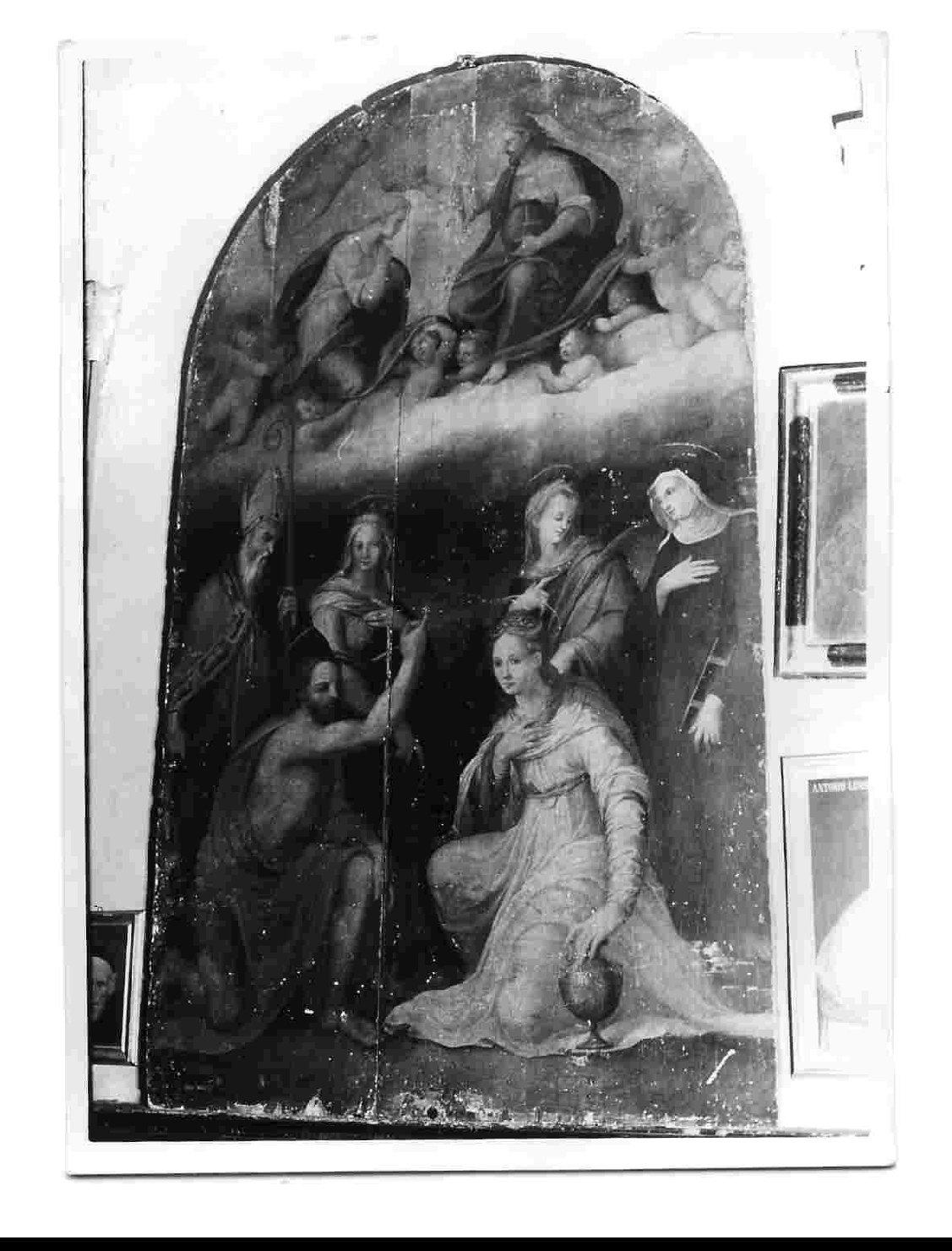 incoronazione di Maria Vergine tra santi e profeti (dipinto, opera isolata) di Nucci Virgilio (attribuito) (metà sec. XVI)