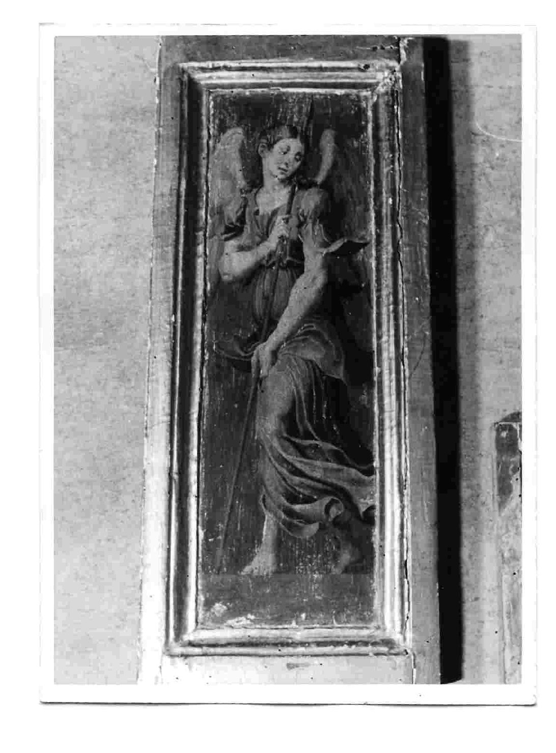 angelo con una lancia (dipinto, elemento d'insieme) di Raffaellino del Colle (e aiuti) (sec. XVI)