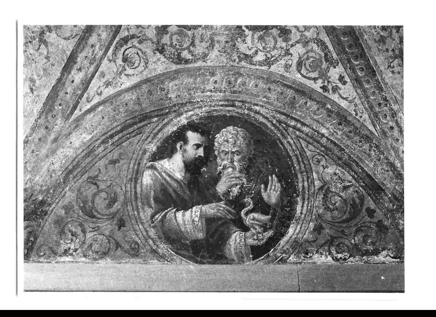 Diogene e Platone (dipinto, elemento d'insieme) di Filotesio Nicola detto Cola dell'Amatrice (attribuito) (prima metà sec. XVI)