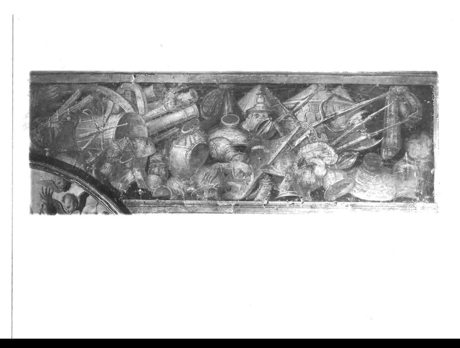 colubrine e altre armi (dipinto, elemento d'insieme) di Gherardi Cristoforo (bottega) (prima metà sec. XVI)