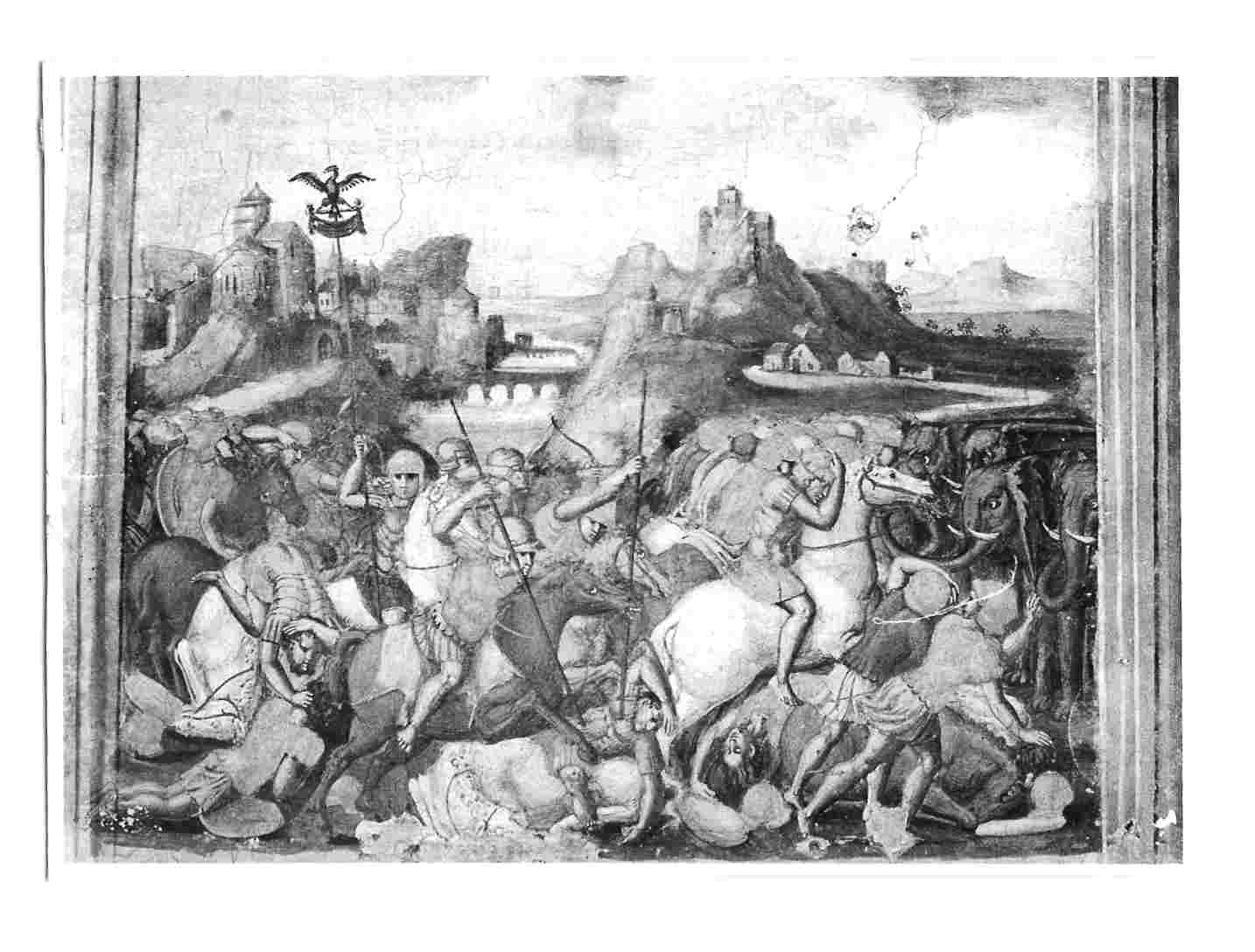 la battaglia di Tapso (dipinto, elemento d'insieme) di Filotesio Nicola detto Cola dell'Amatrice (bottega) (prima metà sec. XVI)