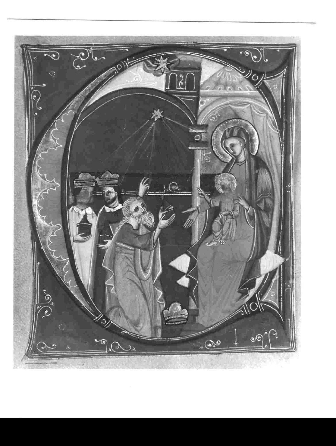 adorazione dei Re Magi (miniatura, elemento d'insieme) - bottega Italia centrale (seconda metà sec. XIII)