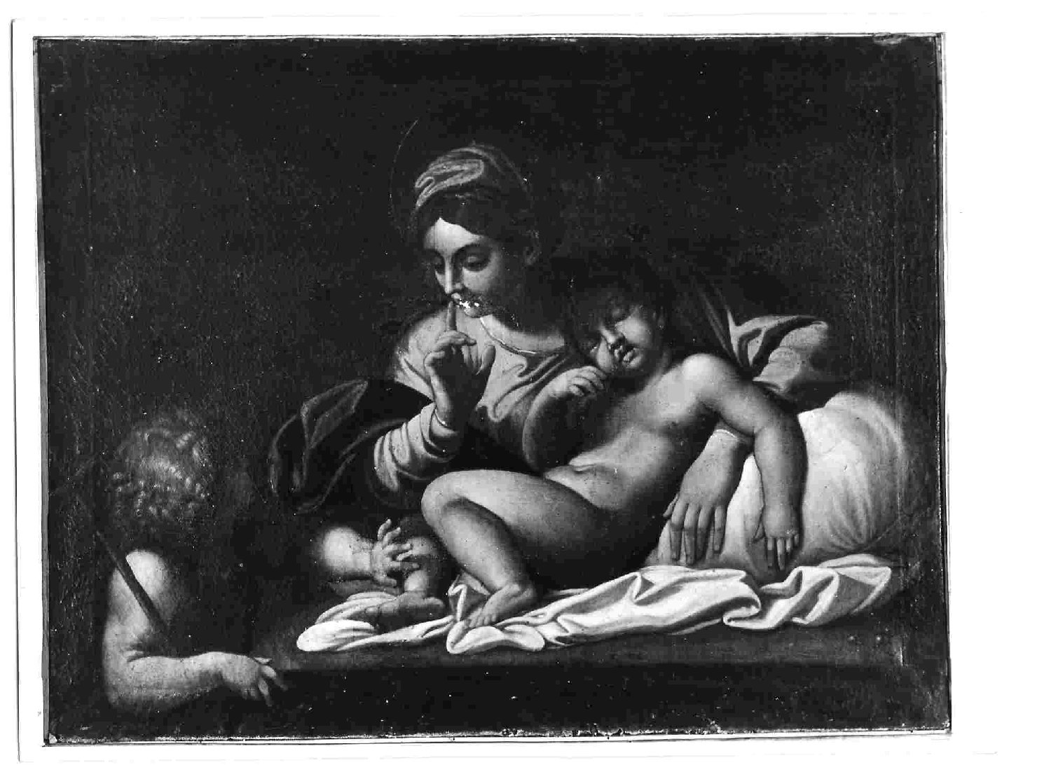 Madonna con Bambino e San Giovannino (dipinto, opera isolata) di Tedeschi Petrus (sec. XVIII)