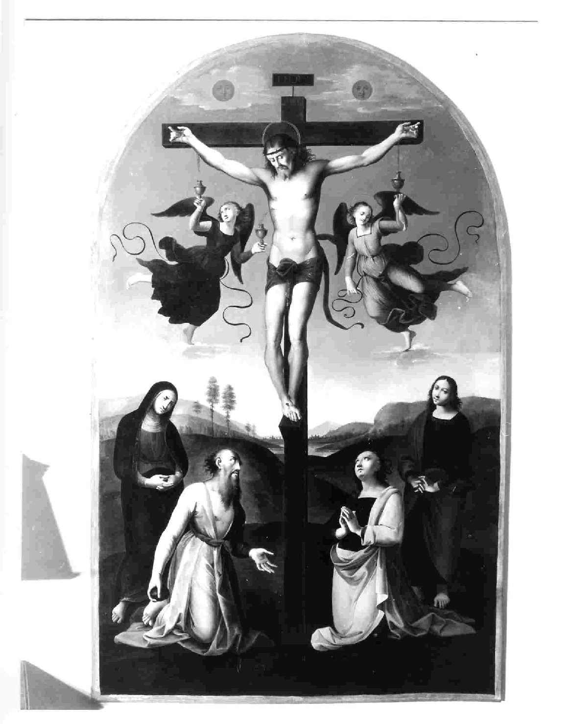 Cristo crocifisso con Santi (dipinto, opera isolata) - ambito Italia centrale (sec. XIX)