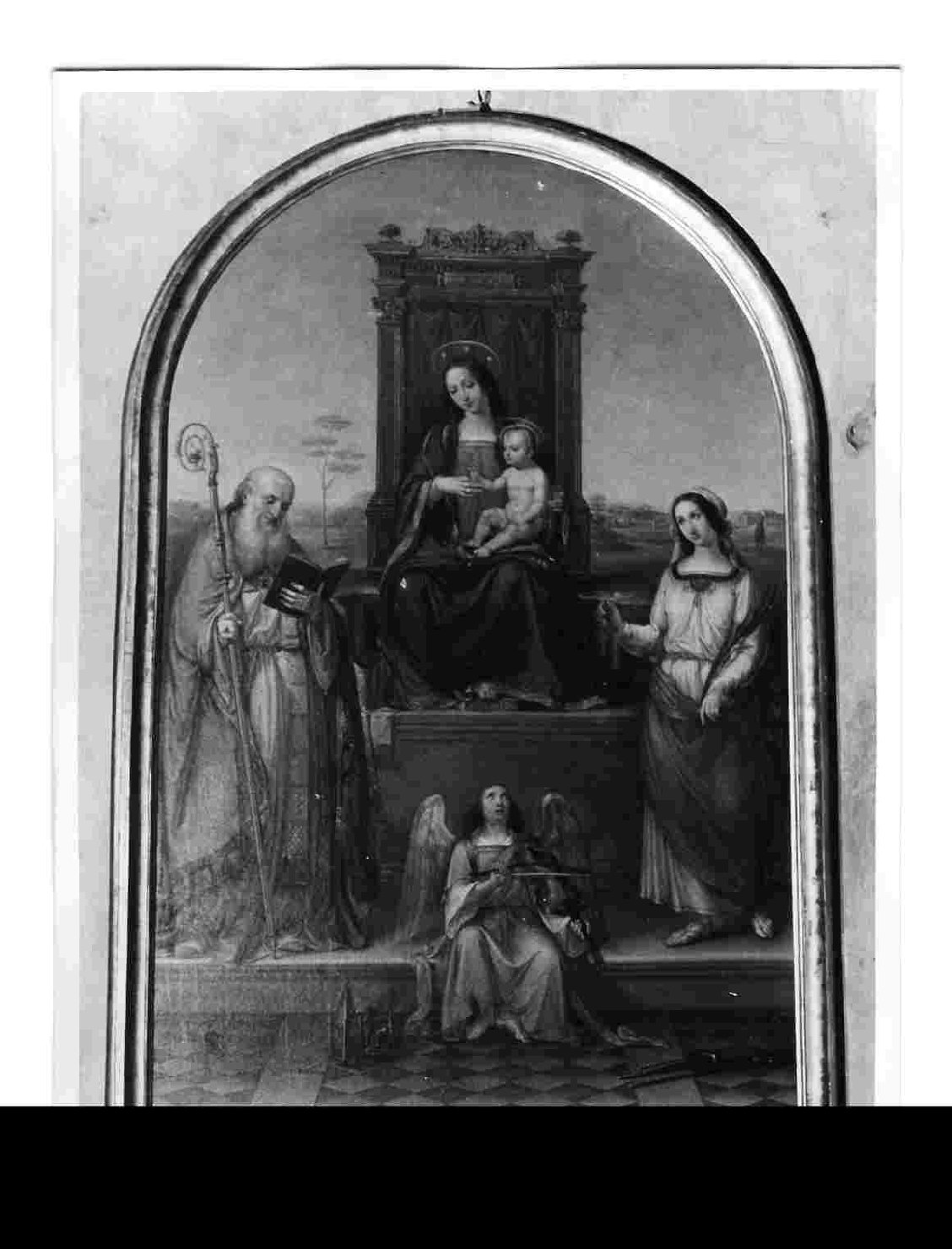 Madonna in trono con Bambino e Santi (dipinto, opera isolata) di Barboni Vincenzo (sec. XIX)