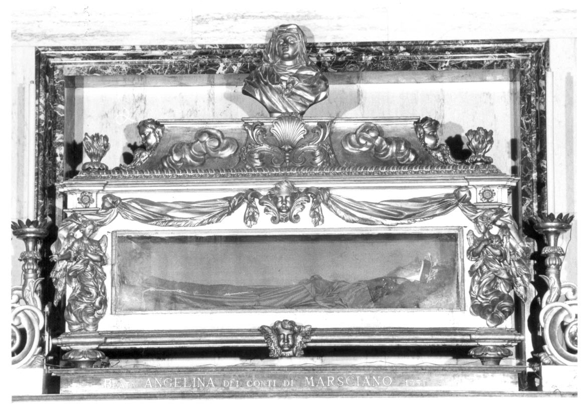 reliquiario a teca - a sarcofago - bottega umbra (fine sec. XVII)