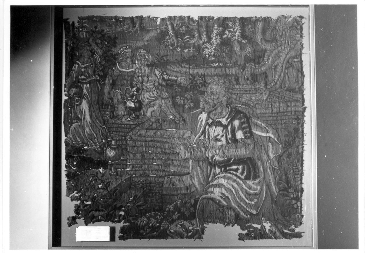 Giacobbe e Rachele al pozzo (arazzo da chiesa, elemento d'insieme) - manifattura fiamminga (seconda metà sec. XVI)