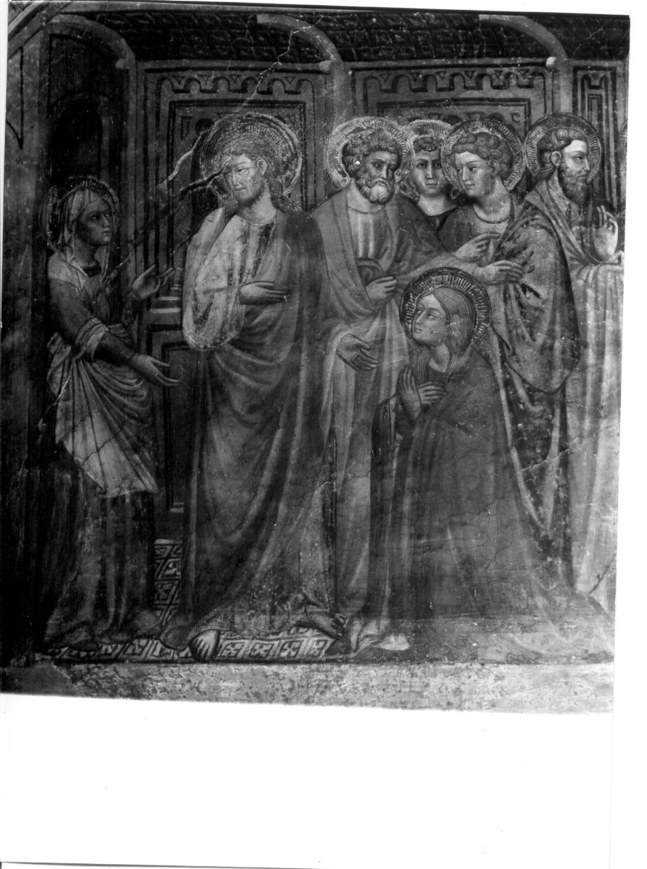 Cristo in casa di Santa Marta e Santa Maria Maddalena (dipinto) di Mazzaforte Giovanni di Corraduccio (attribuito) (prima metà sec. XV)