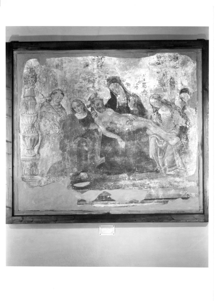 Cristo in Pietà e Santi (dipinto) di Giovanni di Pietro detto Spagna (scuola) (sec. XVI)