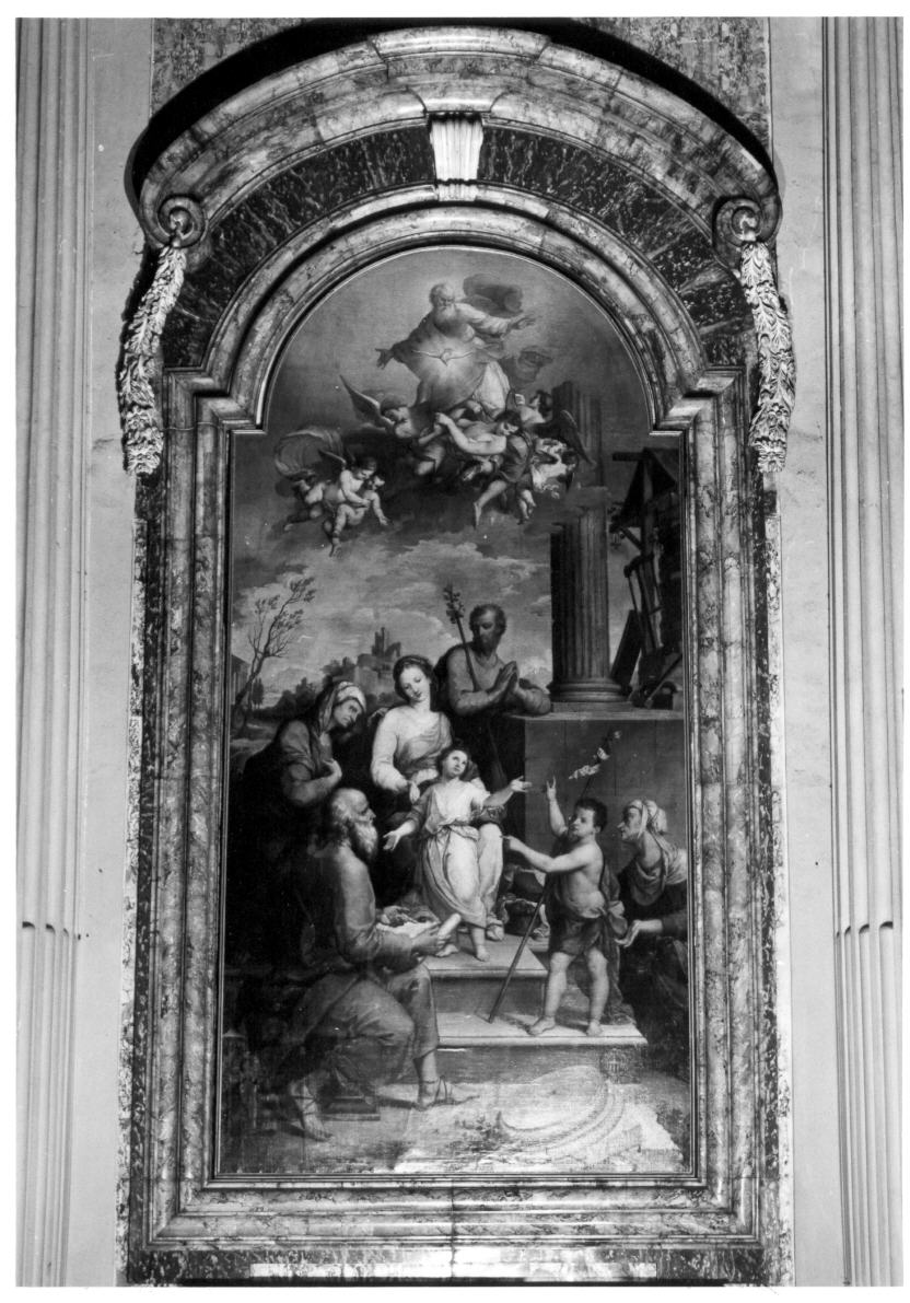 Sacra Famiglia con San Giovanni Battista bambino, Sant'Elisabetta e San Zaccaria (dipinto) di Lazzarini Giovanni Andrea (sec. XVIII)