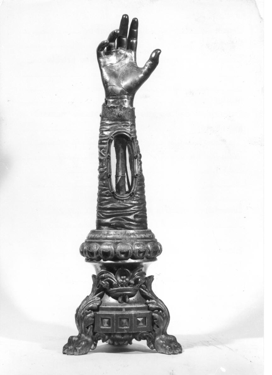 reliquiario antropomorfo - a braccio - bottega Italia centrale (sec. XVII)