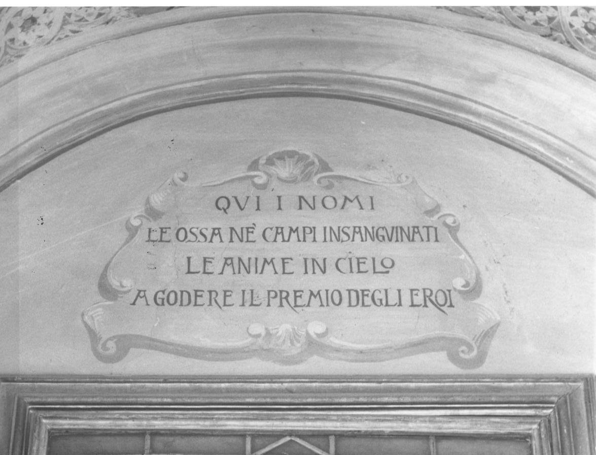 cartiglio con iscrizione (decorazione pittorica) - ambito italiano (sec. XX)