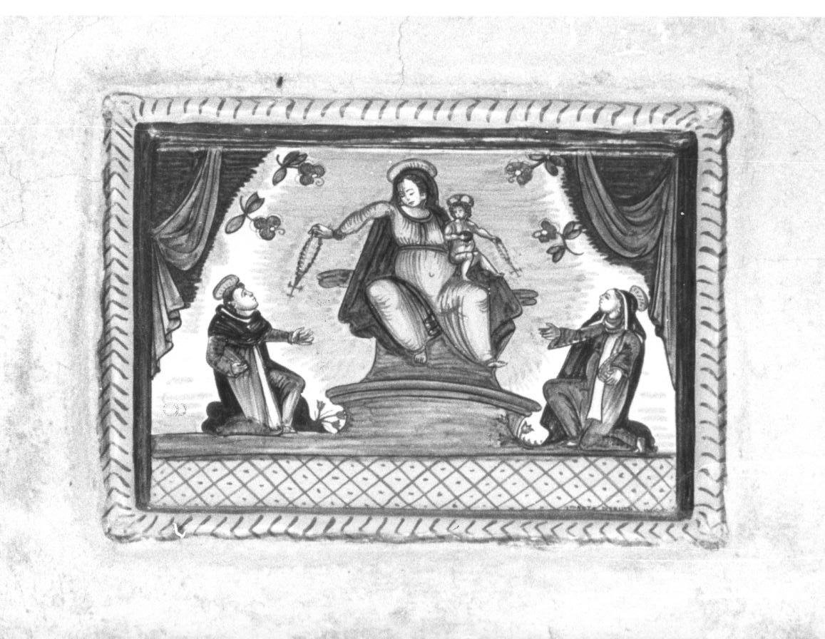 Madonna del Rosario con San Domenico e Santa Caterina da Siena (targa) - produzione di Deruta (sec. XX)