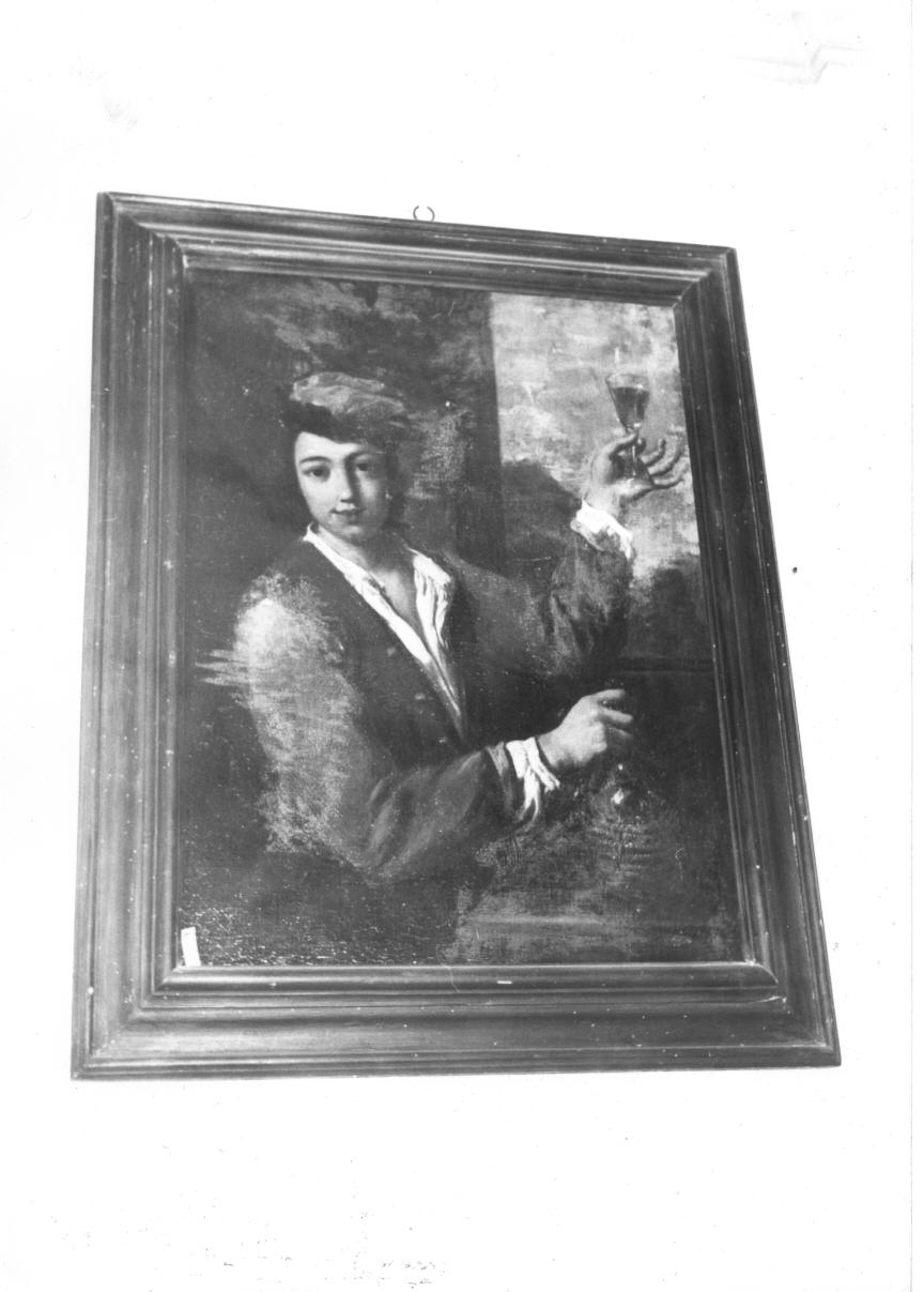 giovane con fiasco e bicchiere (dipinto) di Amorosi Antonio Mercurio (primo quarto sec. XVIII)