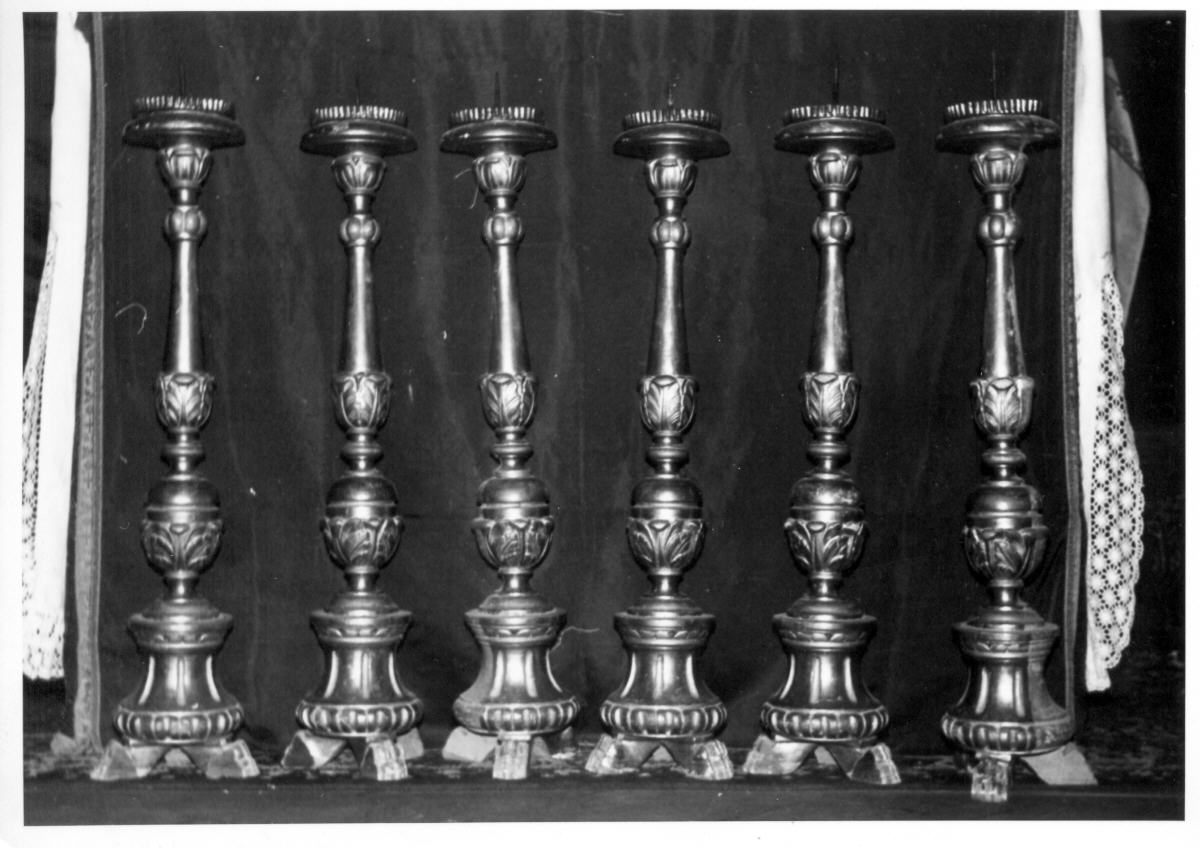 candeliere d'altare, serie - bottega umbra (sec. XIX)