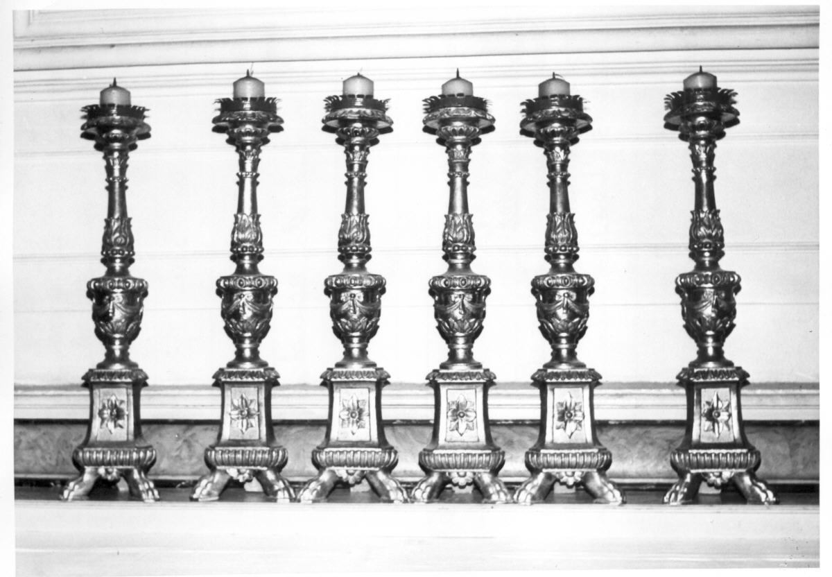 candeliere d'altare, serie - bottega Italia centrale (sec. XIX)