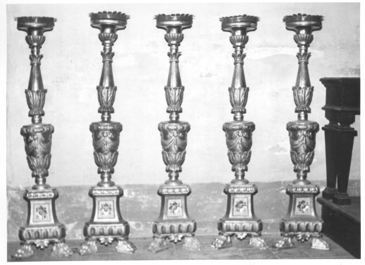 candeliere d'altare, serie - bottega Italia centrale (sec. XIX)