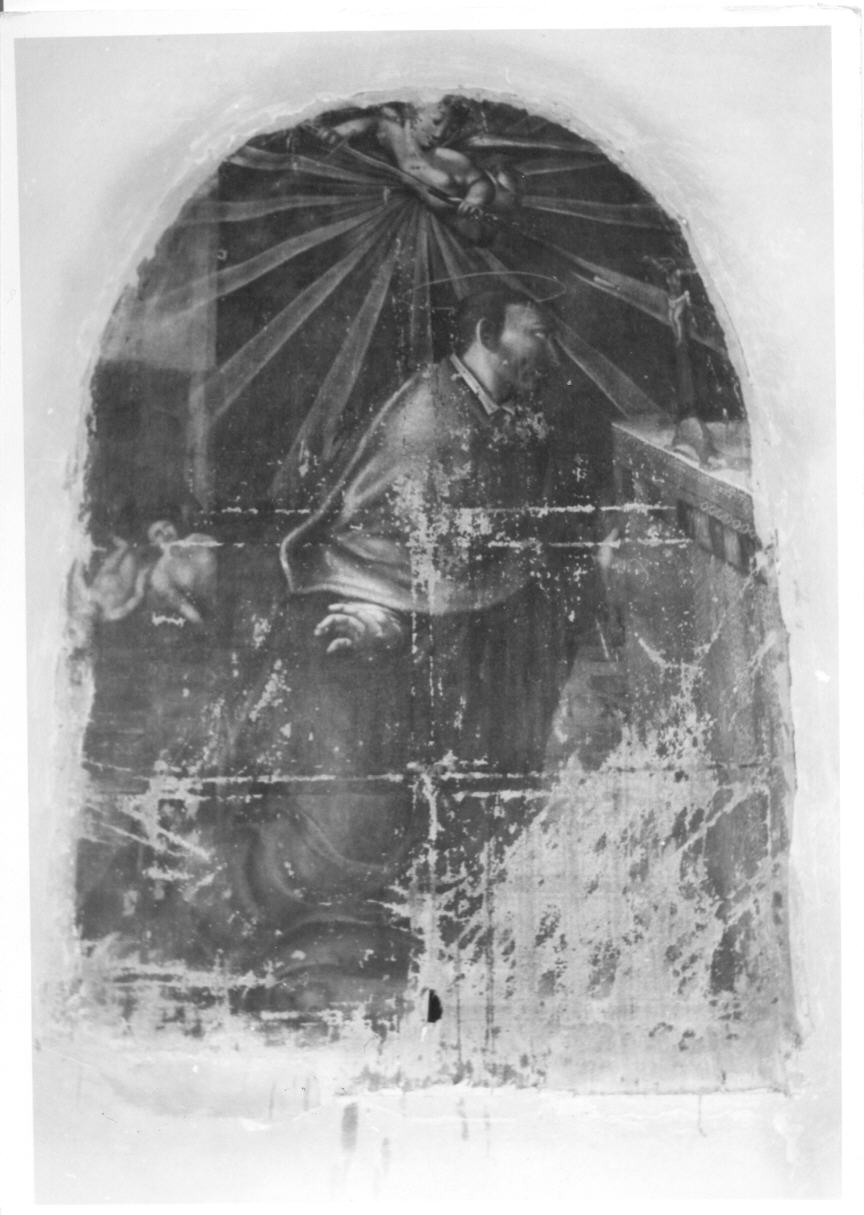 San Carlo Borromeo in adorazione della croce (dipinto) - ambito italiano (sec. XVIII)