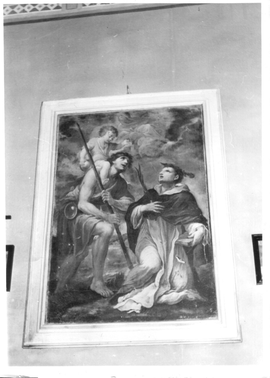 San Cristoforo guada il fiume con Gesù Bambino sulle spalle e San Pietro martire (dipinto, opera isolata) - ambito umbro (seconda metà sec. XVIII)