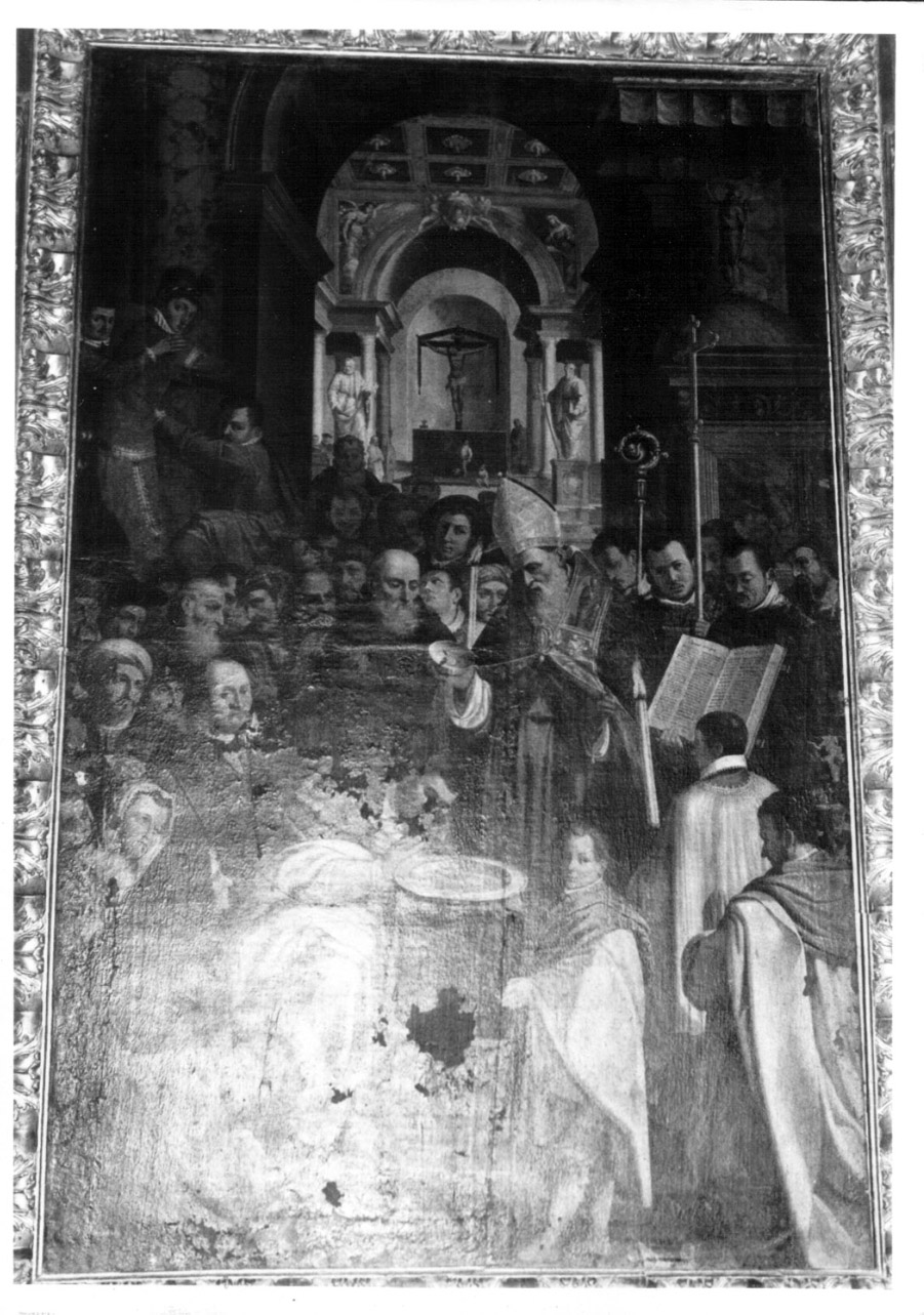 Sant'Ambrogio battezza Sant'Agostino (dipinto, opera isolata) di Damiani Felice (fine sec. XVI)