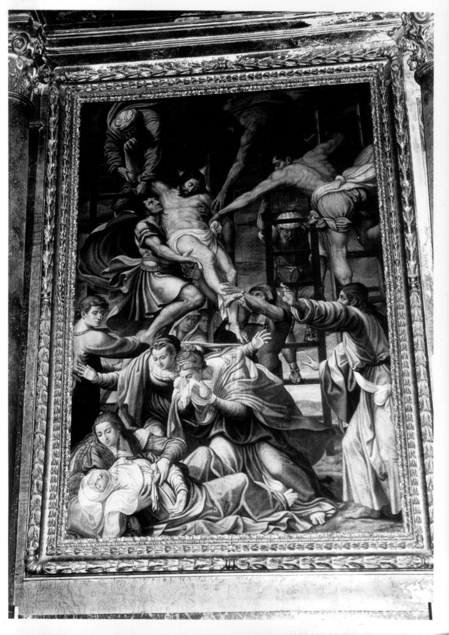 deposizione di Cristo dalla croce (dipinto, opera isolata) di Nucci Virgilio (attribuito) (ultimo quarto sec. XVI)