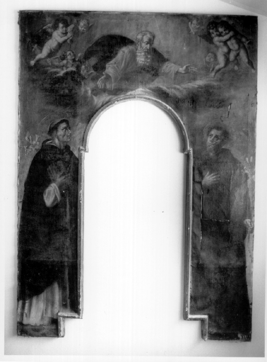 Dio Padre e i SS. Domenico e Antonio da Padova (dipinto, opera isolata) - ambito umbro (prima metà sec. XVII)