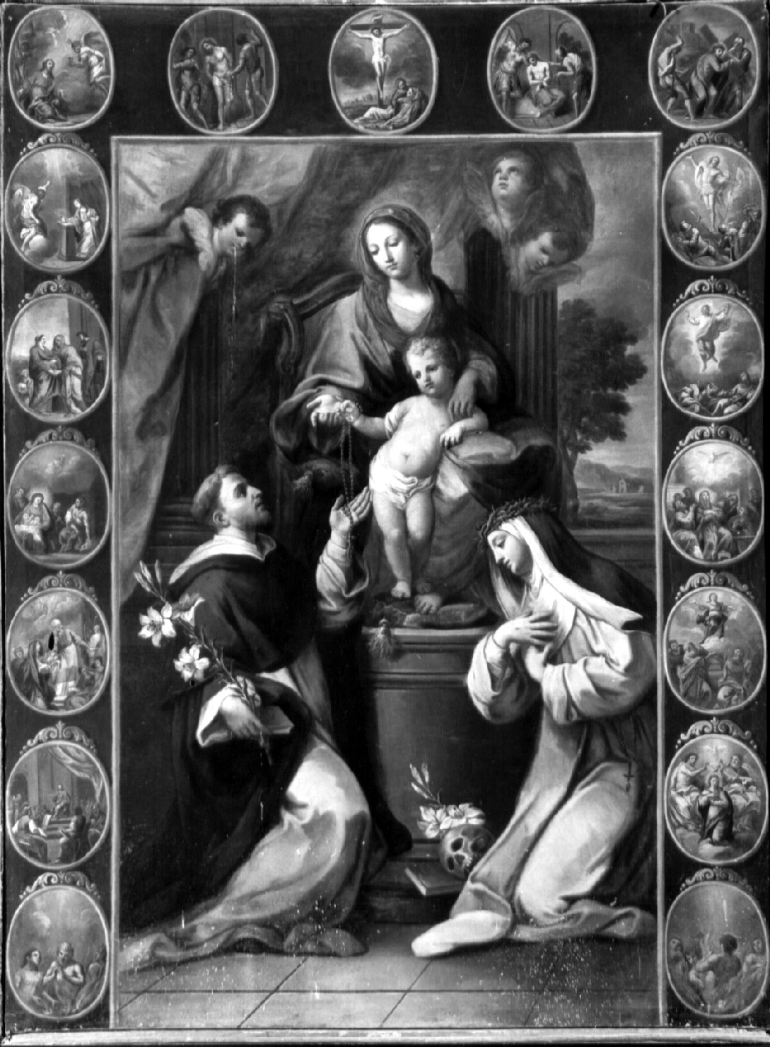 Madonna del Rosario (pala d'altare, opera isolata) di Conca Sebastiano (attribuito) (secondo quarto sec. XVIII)