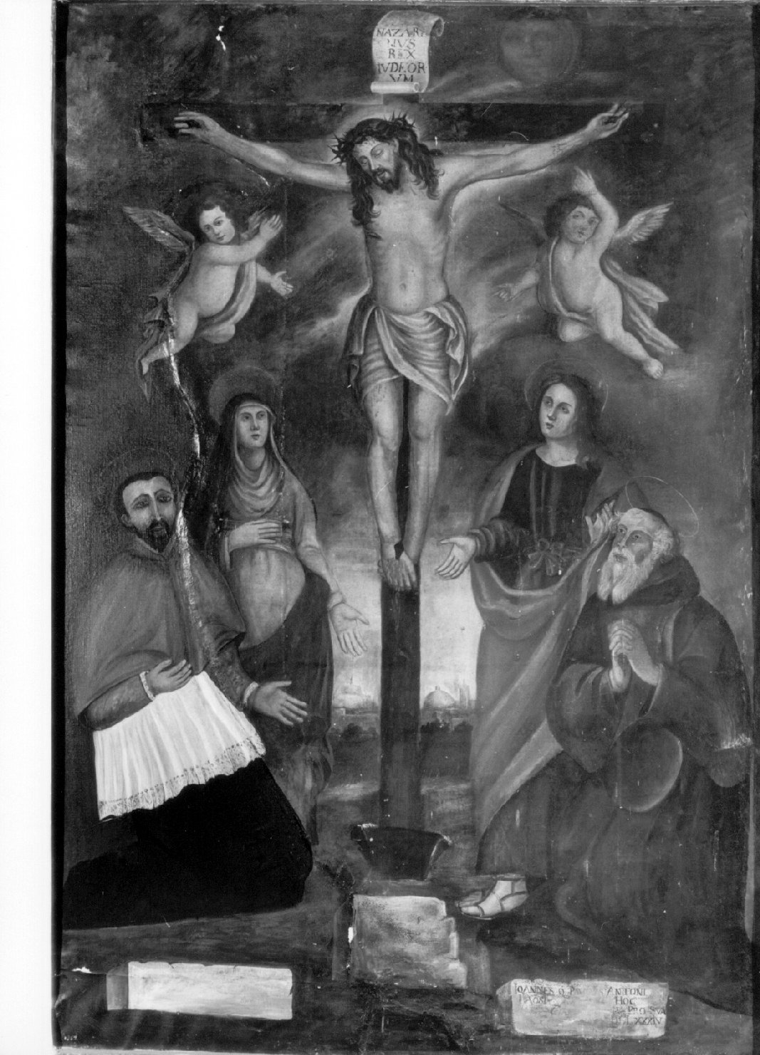 Cristo crocifisso tra Santi (pala d'altare, elemento d'insieme) - ambito umbro (sec. XVII)