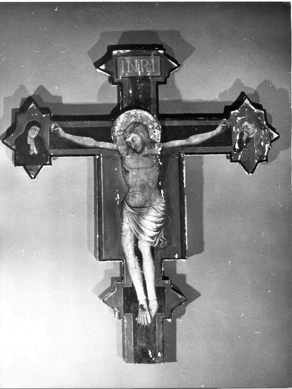 Cristo crocifisso tra Maria e Giovanni dolenti, crocifissione di Cristo (croce dipinta, opera isolata) - ambito toscano (sec. XIII)
