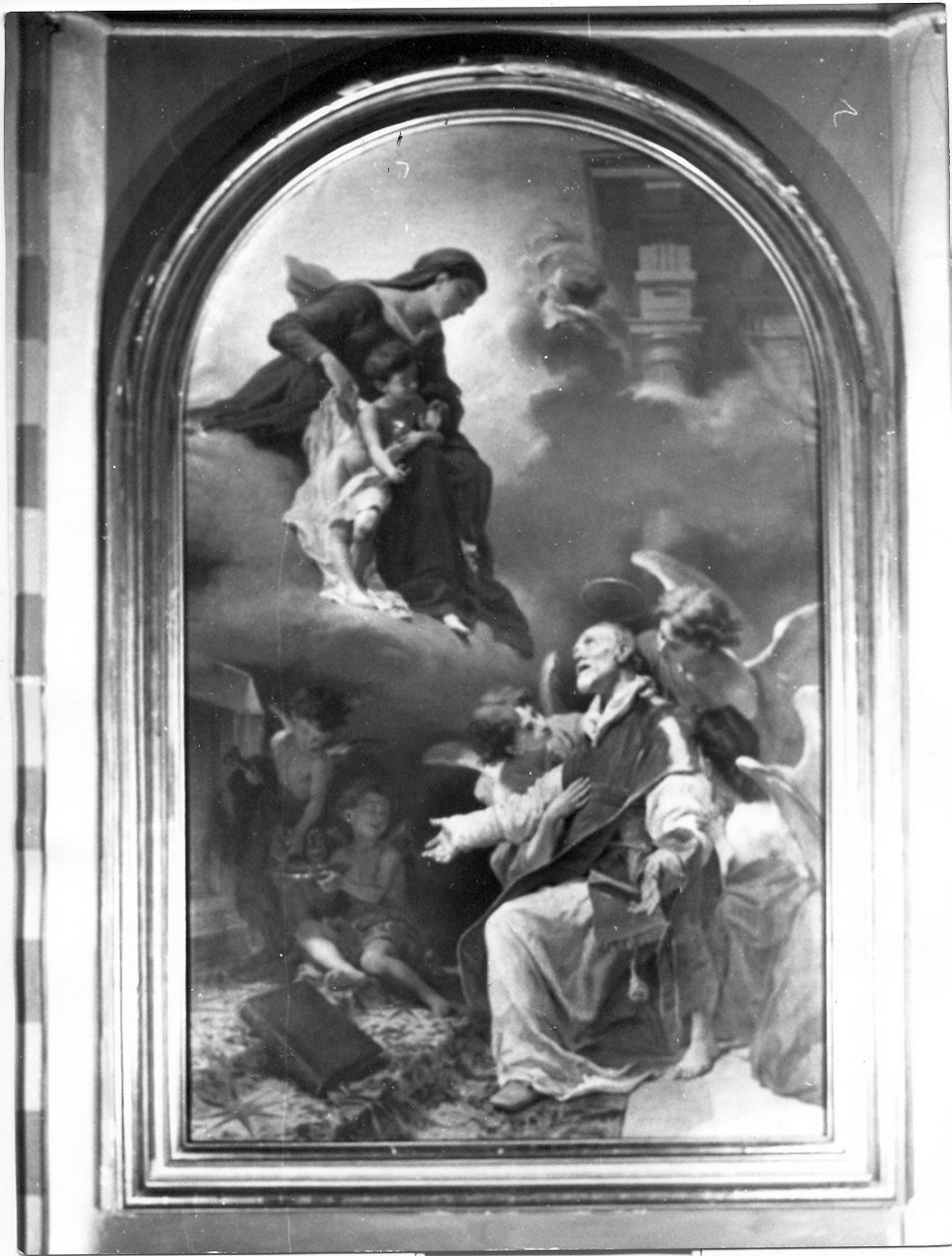 morte di San Filippo con apparizione della Madonna (dipinto, opera isolata) di Grandi Francesco (attribuito) (sec. XIX)