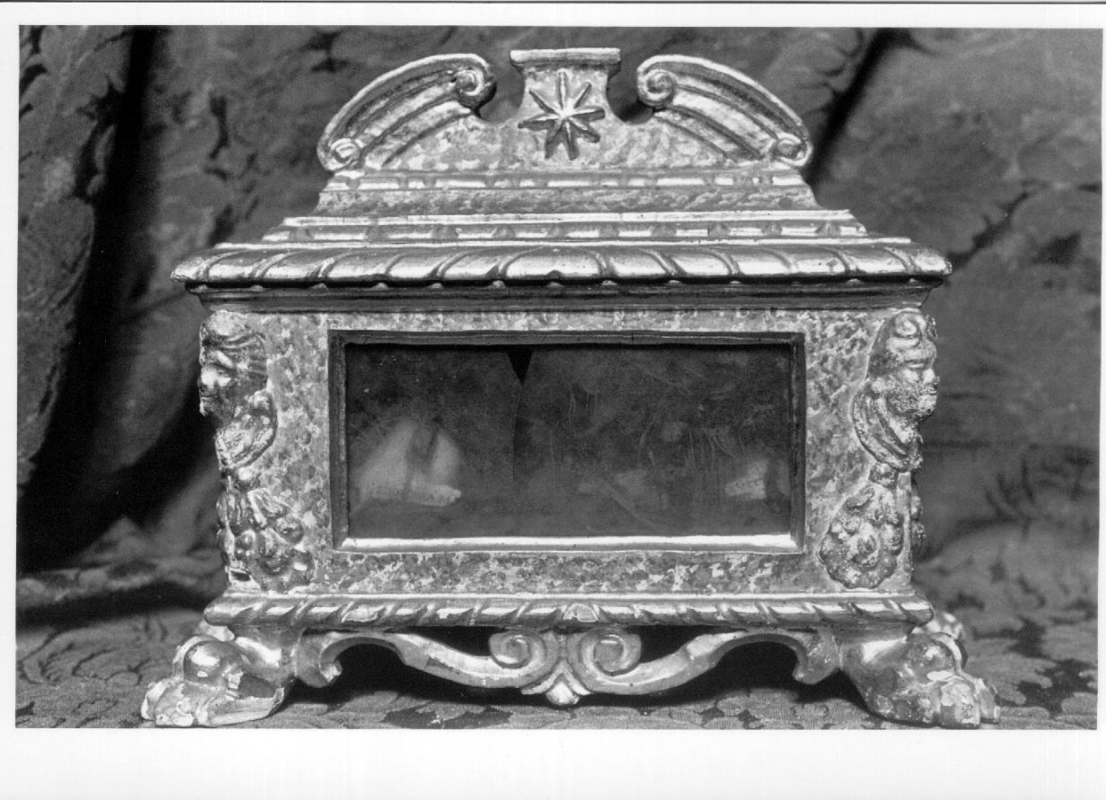 reliquiario a teca - a urna, coppia - bottega umbra (seconda metà sec. XVII)