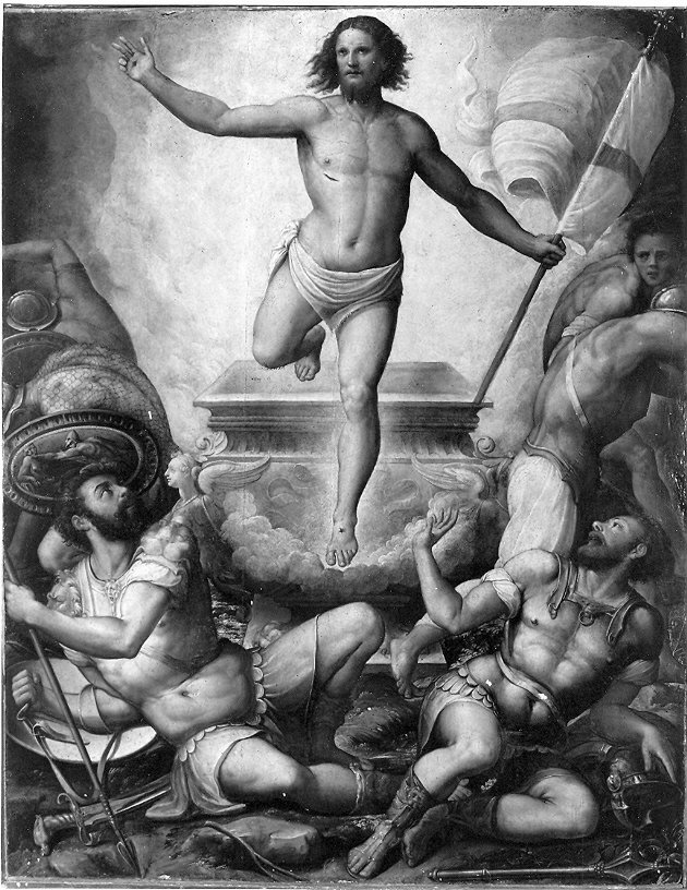 resurrezione di Cristo (dipinto, opera isolata) di Alfani Orazio di Domenico (attribuito) (sec. XVI)