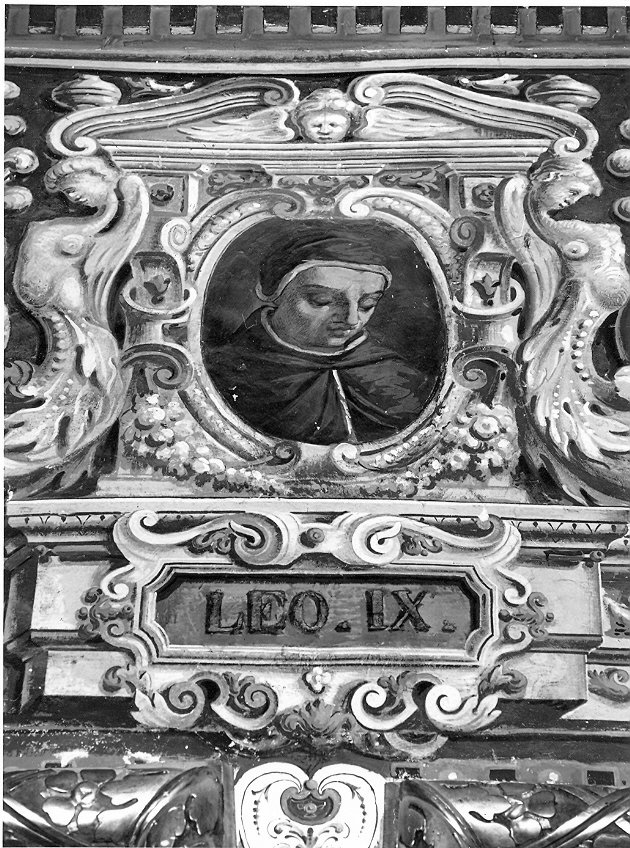 Il Pontefice Leone IX, ritratto di ecclesiastico (dipinto, elemento d'insieme) di Bandiera Benedetto (attribuito) (secc. XVI/ XVII)
