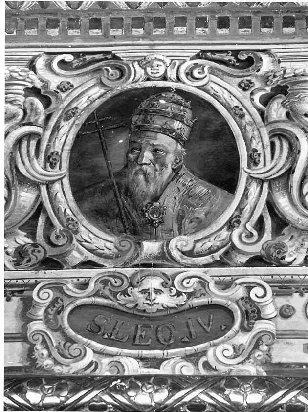 Il Pontefice Leone IV, ritratto di ecclesiastico (dipinto, elemento d'insieme) di Bandiera Benedetto (attribuito) (secc. XVI/ XVII)