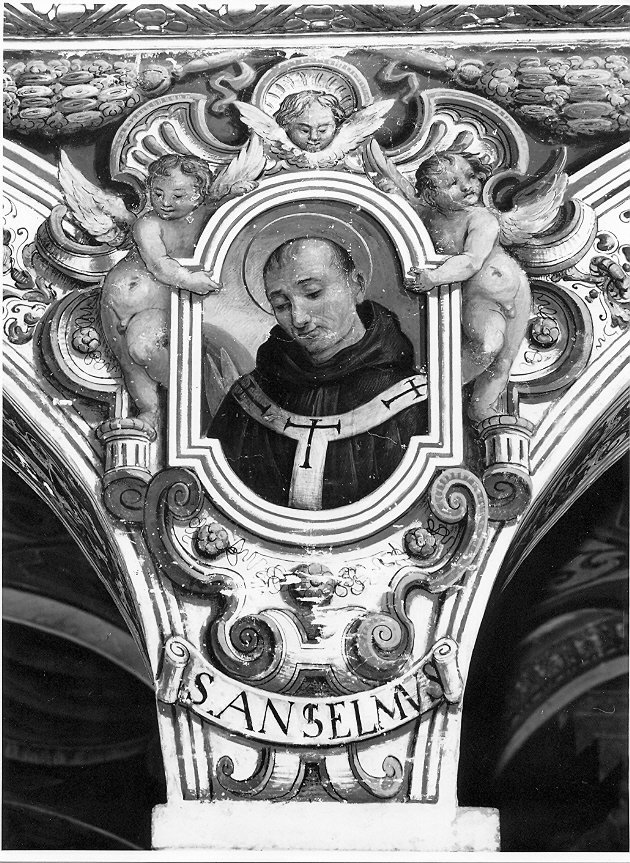 S. Anselmo, Santo (dipinto, elemento d'insieme) di Bandiera Benedetto (attribuito) (secc. XVI/ XVII)