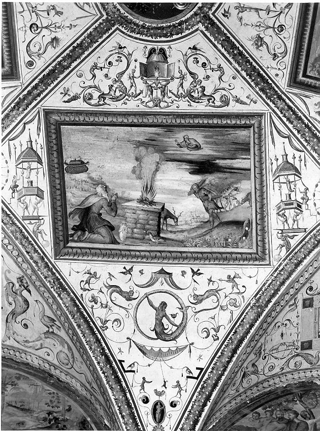 Il sacrificio di Noè uscito dall'arca, sacrificio di Noè (dipinto, elemento d'insieme) di Pecennini Scilla (attribuito) (sec. XVI)