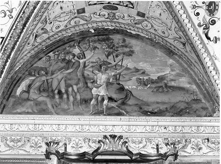 Giuseppe gettato dai fratelli in una cisterna e venduto agli ismailiti, Giuseppe (dipinto, opera isolata) di Pecennini Scilla (attribuito) (seconda metà sec. XVI)