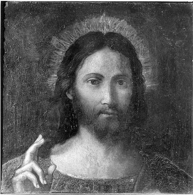 Cristo benedicente (dipinto, elemento d'insieme) di Luteri Giovanni detto Dosso Dossi (attribuito) (prima metà sec. XVI)