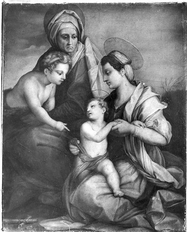 Madonna con Bambino, Santa Elisabetta e San Giovannino, Madonna con Bambino e altri personaggi (dipinto, opera isolata) - ambito toscano (sec. XVI)