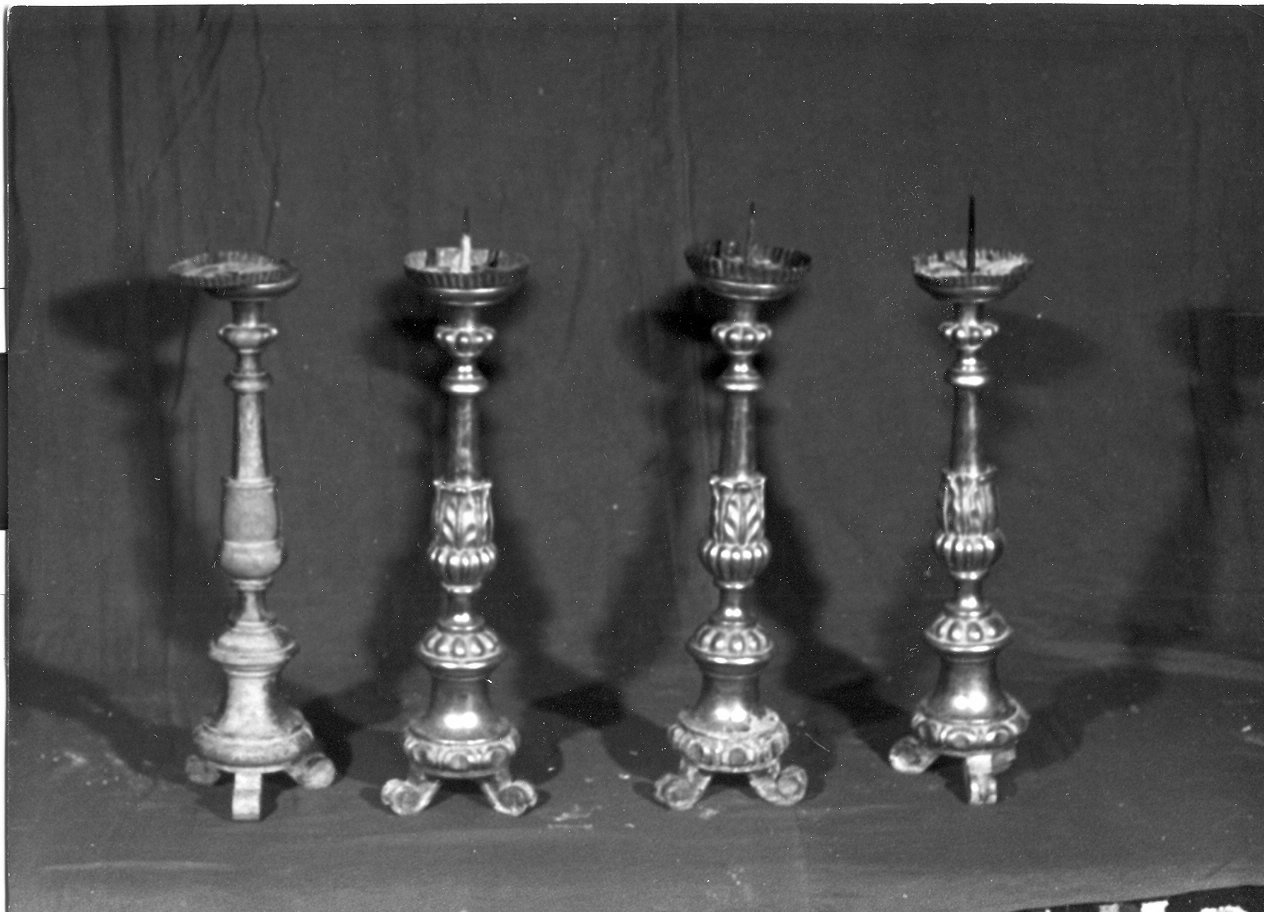 candeliere d'altare, serie - bottega umbra (sec. XVIII)