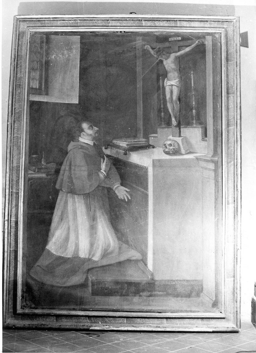 San Carlo Borromeo in adorazione della croce (dipinto, opera isolata) - ambito umbro (sec. XVII)